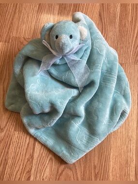 Thro Elephant Embossed Baby Lovey 28" Security Blanket Blue Green Animals 2021